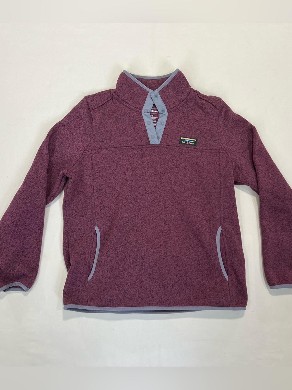 L.L. Bean Burgundy Pullover with Light Gray Details Womens petite L